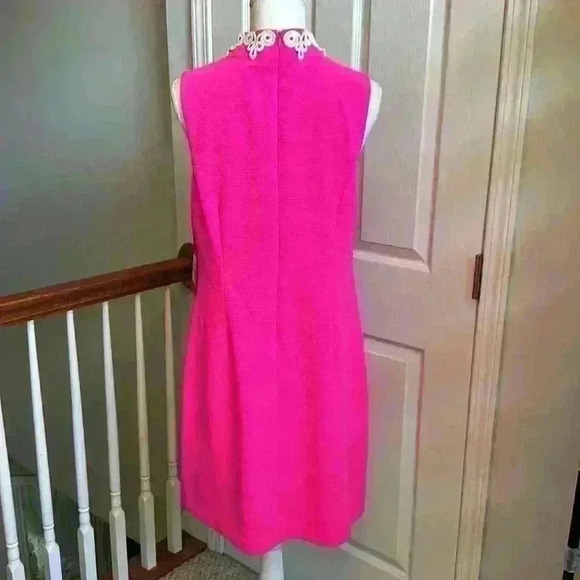 Vince Camuto NWT Appliqué Sleeveless Shift Dress Hot Pink & White Women Size 14 - Picture 4 of 13
